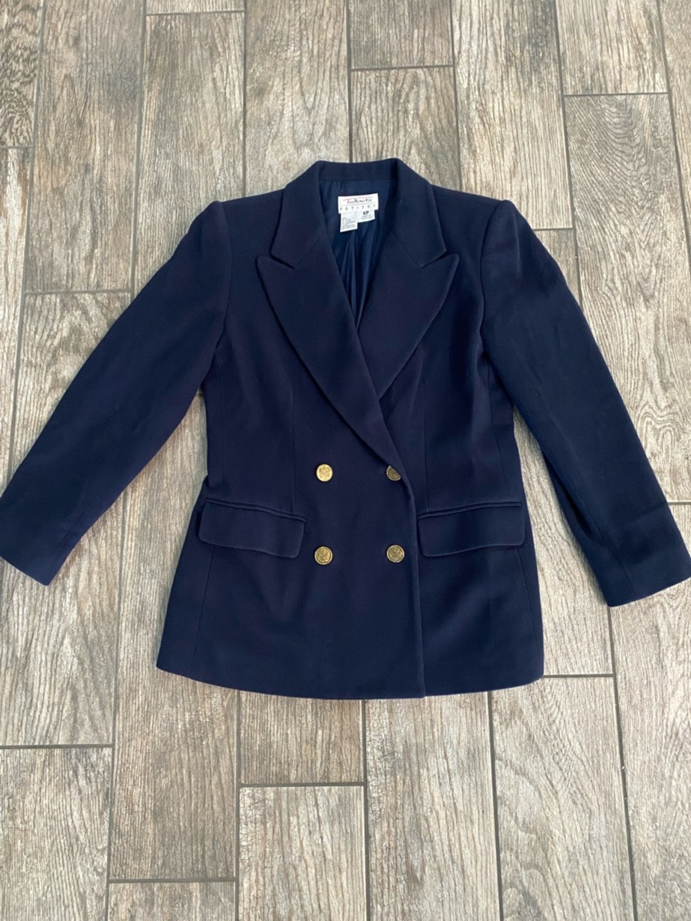 EUC Talbots Vintage Wool Cashmere Navy Blazer with Gold Buttons SIZE 6P 6 Petite